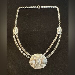 Silver-Tone Decorative Medallion Necklace